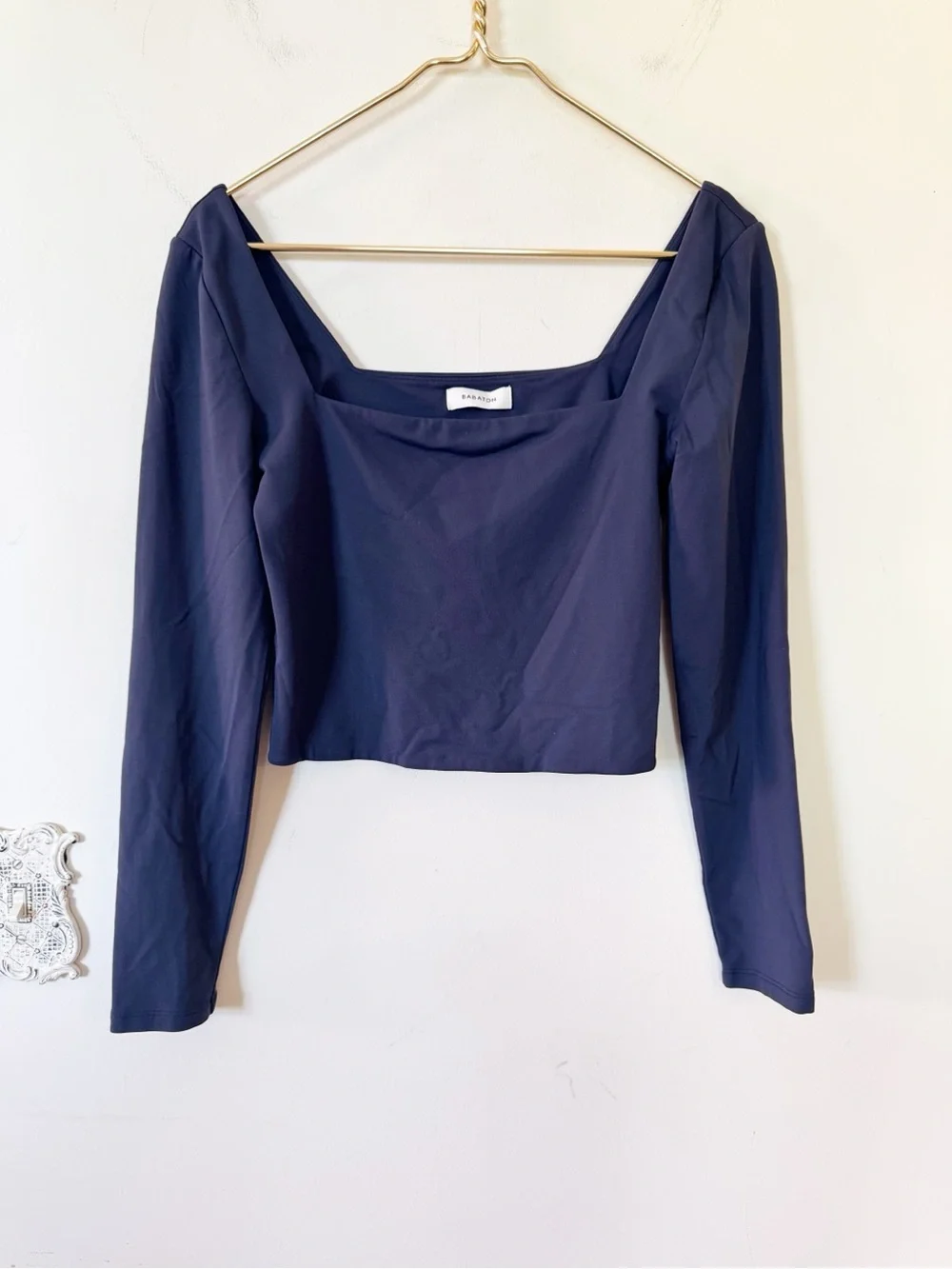 Aritzia Babaton Contour Squareneck Long Sleeve Top Navy L